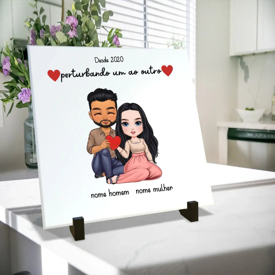 Azulejo Personalizado Casal Coração 20x20cm