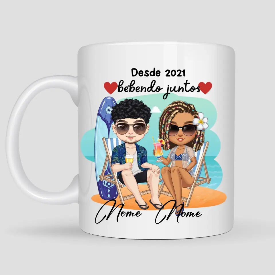 Caneca Casal na Praia